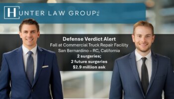 Fall at commercial truck repair facility. San Bernadino - RC, California. 2 surgeries, 2 future surgeries. $2.9 million ask