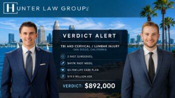 Verdict Alert. TBI and Cervical / Lumbar Injury. San Diego, California. 2 past surgeries, $417k past meds, $3.7 million life care plan, $19.5 million ask. Verdict: $892,000